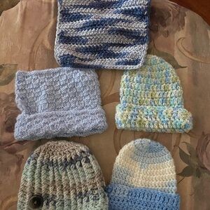 Cozy Knitted Kids Hat and Bib Set - Hand Crocheted
